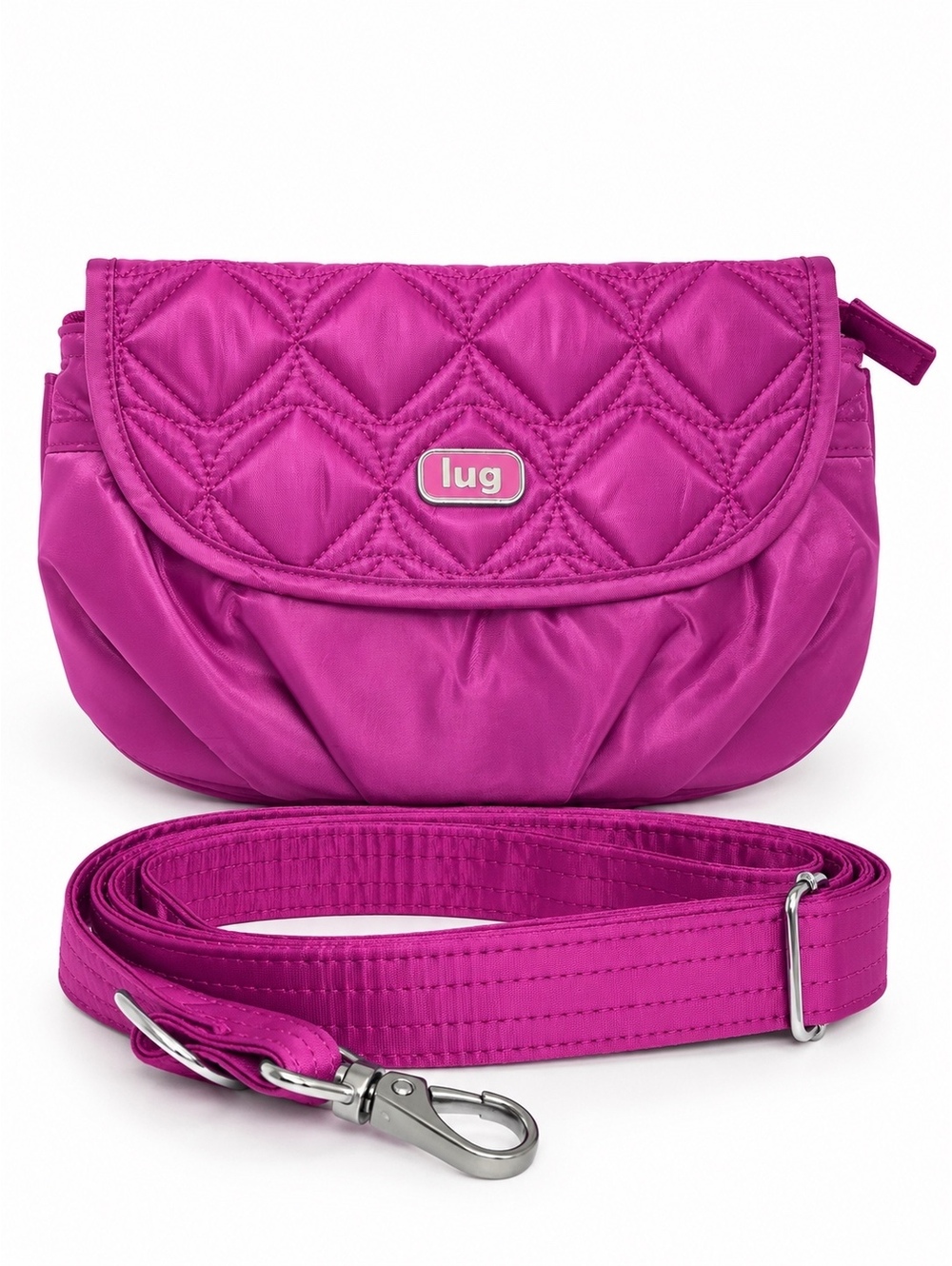 Lug Skipper Pink Magenta Quilted Crossbody Bag Purse Adjustable Strap